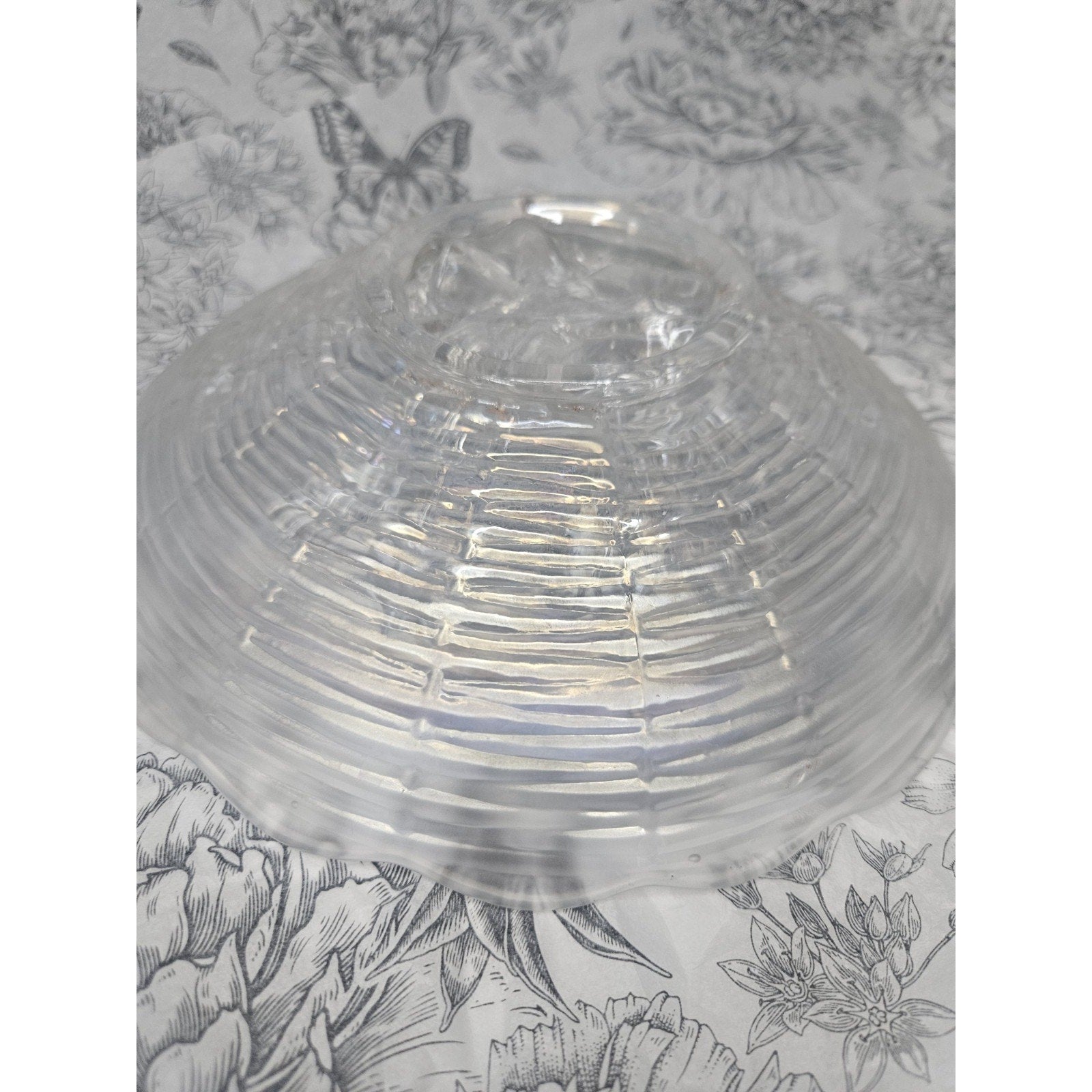 Antique Northwood White Carnival Glass Rose Show Deep Plate Iridescent Frosted