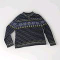 Vtg Nomadic Traders Blue Fair Isle Quarter Zip Ski Sweater Med Holiday Unisex