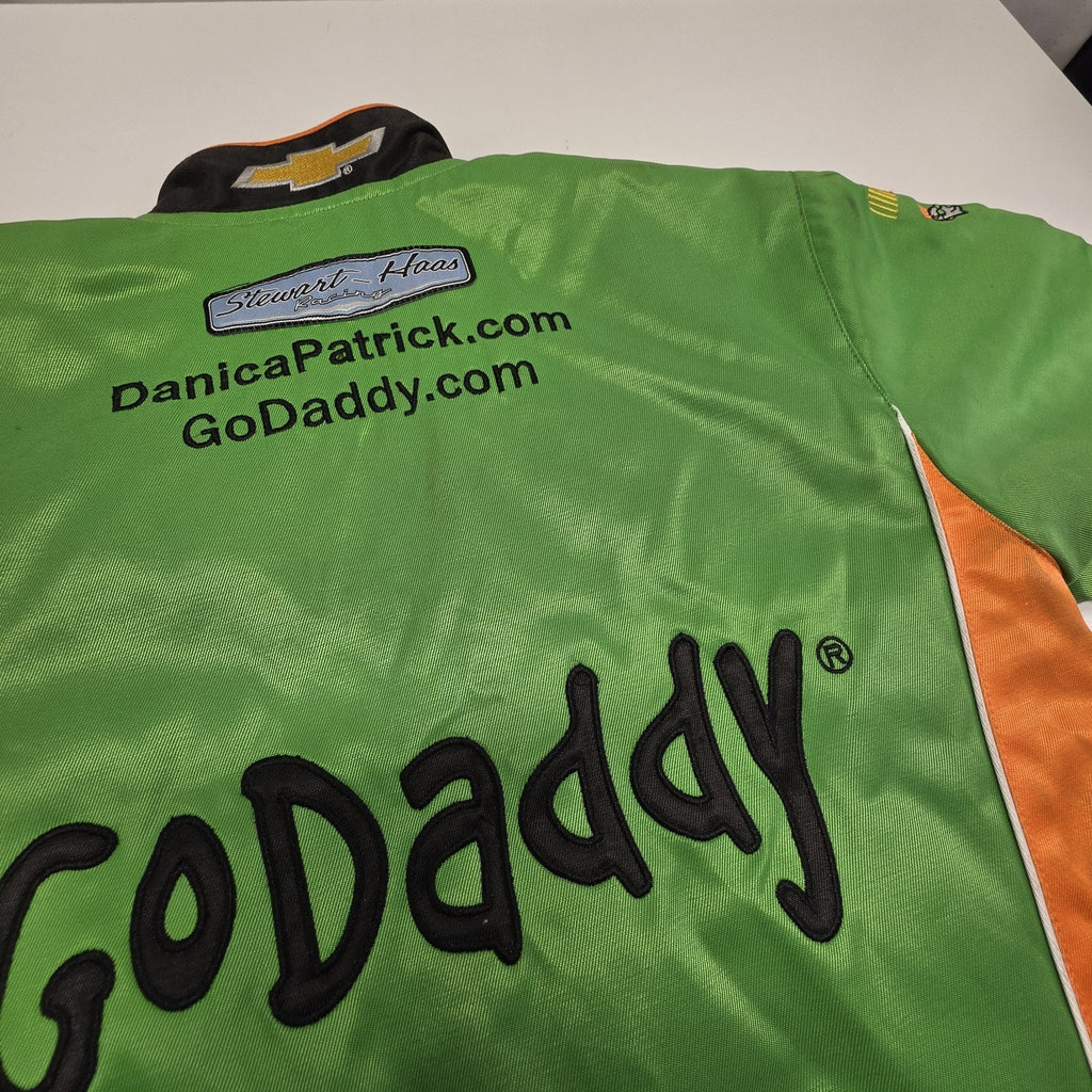 Vintage Go Daddy Nascar Racing Jacket Danica Patrick Kid SM Black Green Chase NWT