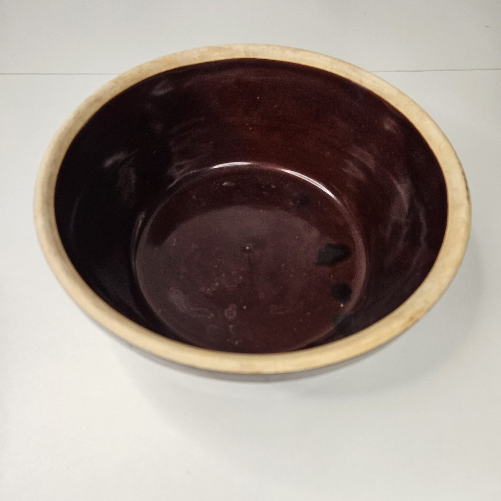 Vintage Marcrest Brown Glazed Daisy & Dot 9.5" Stoneware Mixing Serving Bowl