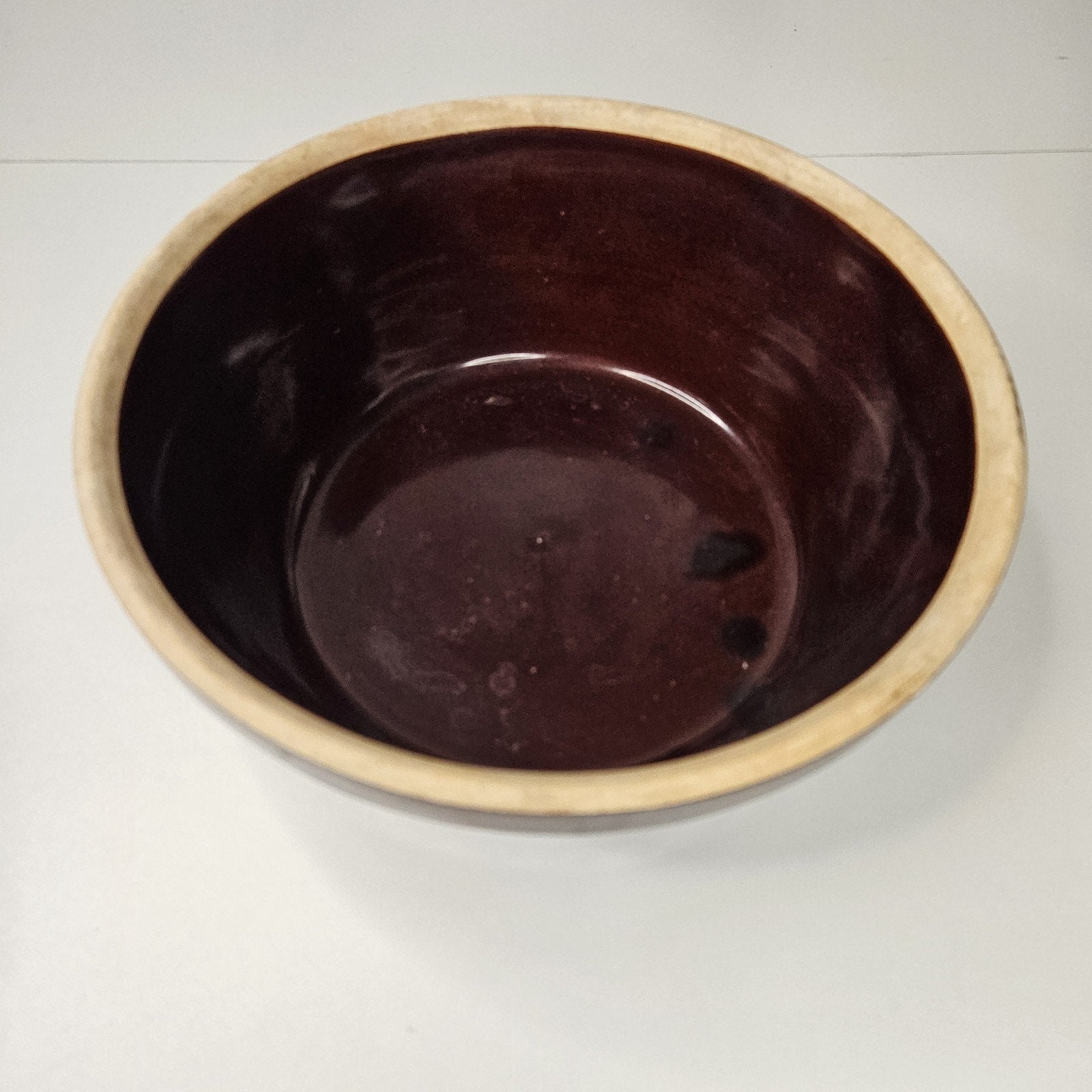 Vintage Marcrest Brown Glazed Daisy & Dot 9.5" Stoneware Mixing Serving Bowl