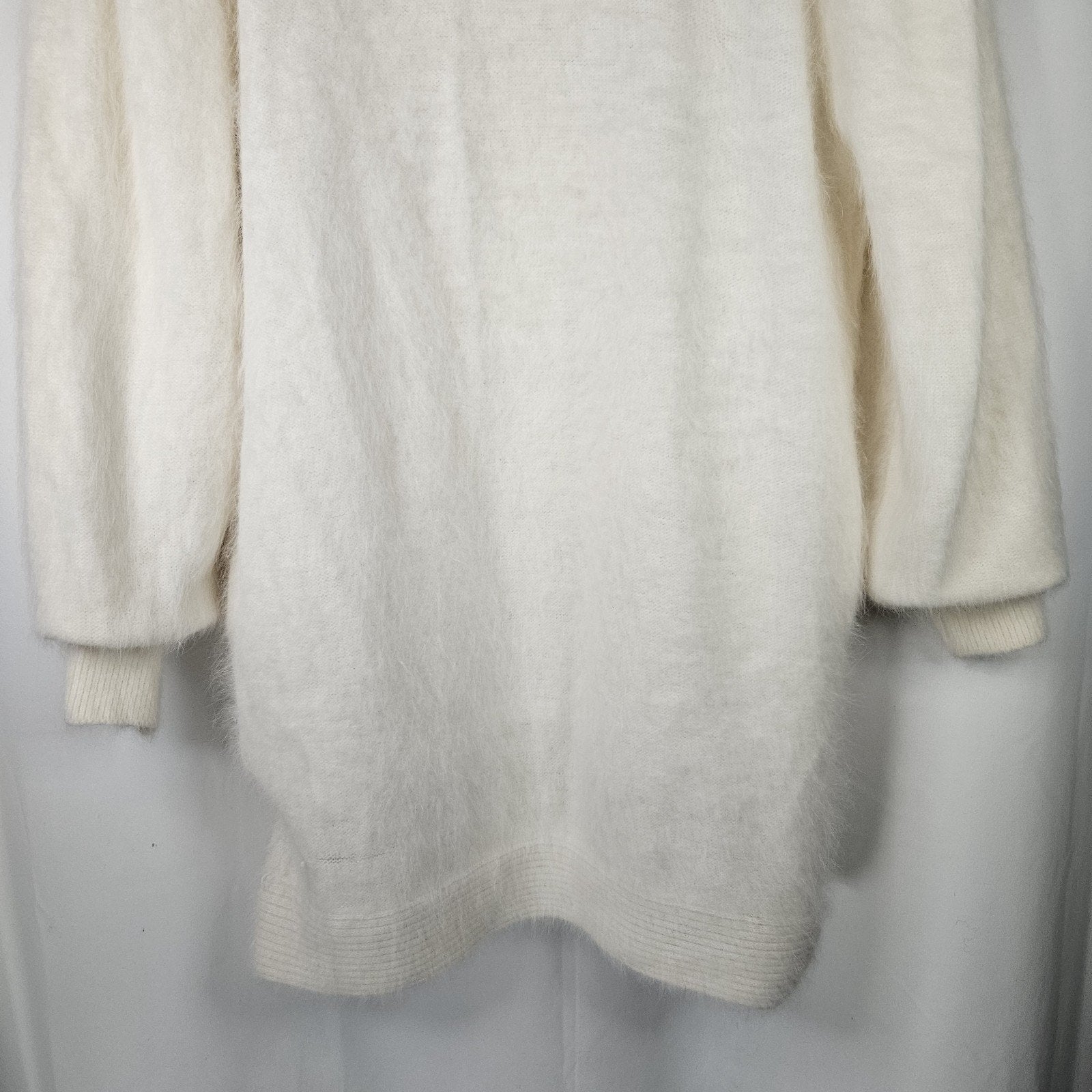 Vintage 80's Angora Rabbit Coat Floral Beaded Cardigan Large Soft Cottage Artsy