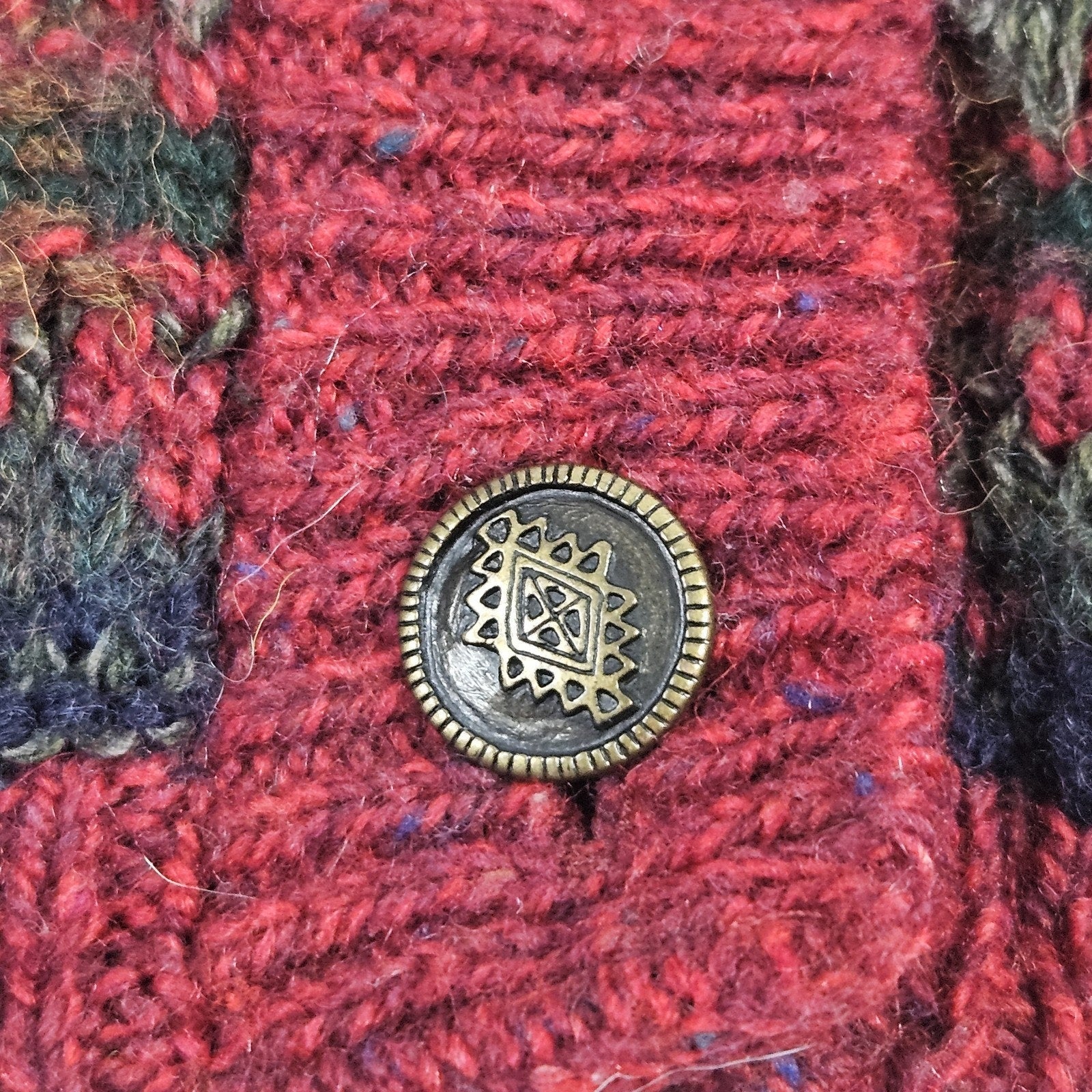 VINTAGE ALPS Wool Blend Fair Isle Chunky Knit Cardigan Ski Sweater Large Holiday