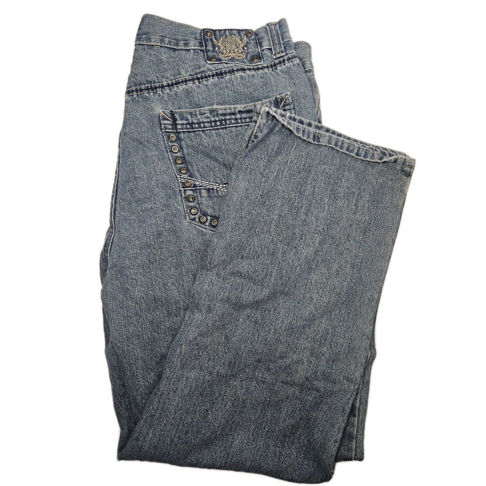 Phat Farm Jeans Men's 38x32 Regular Fit Straight Blue Denim Pants Y2K Hip Hop