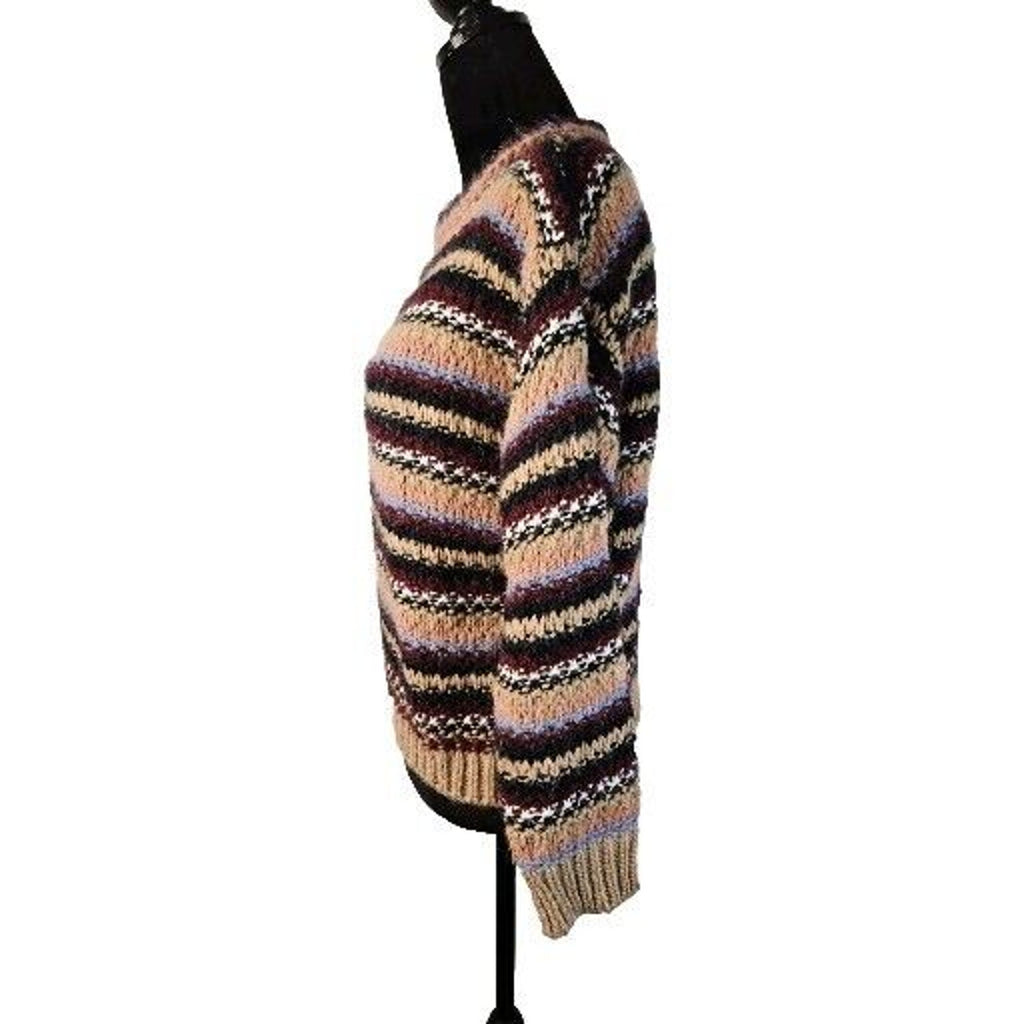 Anthropologie Elsamanda Sm Chunky Stripe Knit Alpaca Wool Blend Sweater Italy B4
