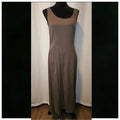 Vintage 90s Midi Dress Stone Brown Semi Sheer Slim Fit Sleeveless Dress 12