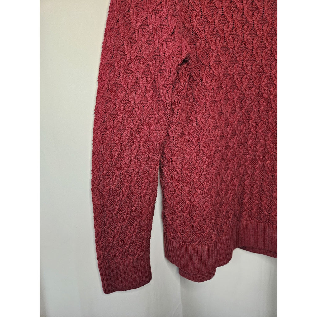 Jeanne Pierre Women’s Red Long Sleeve Cable Knit Pullover Sweater Medium