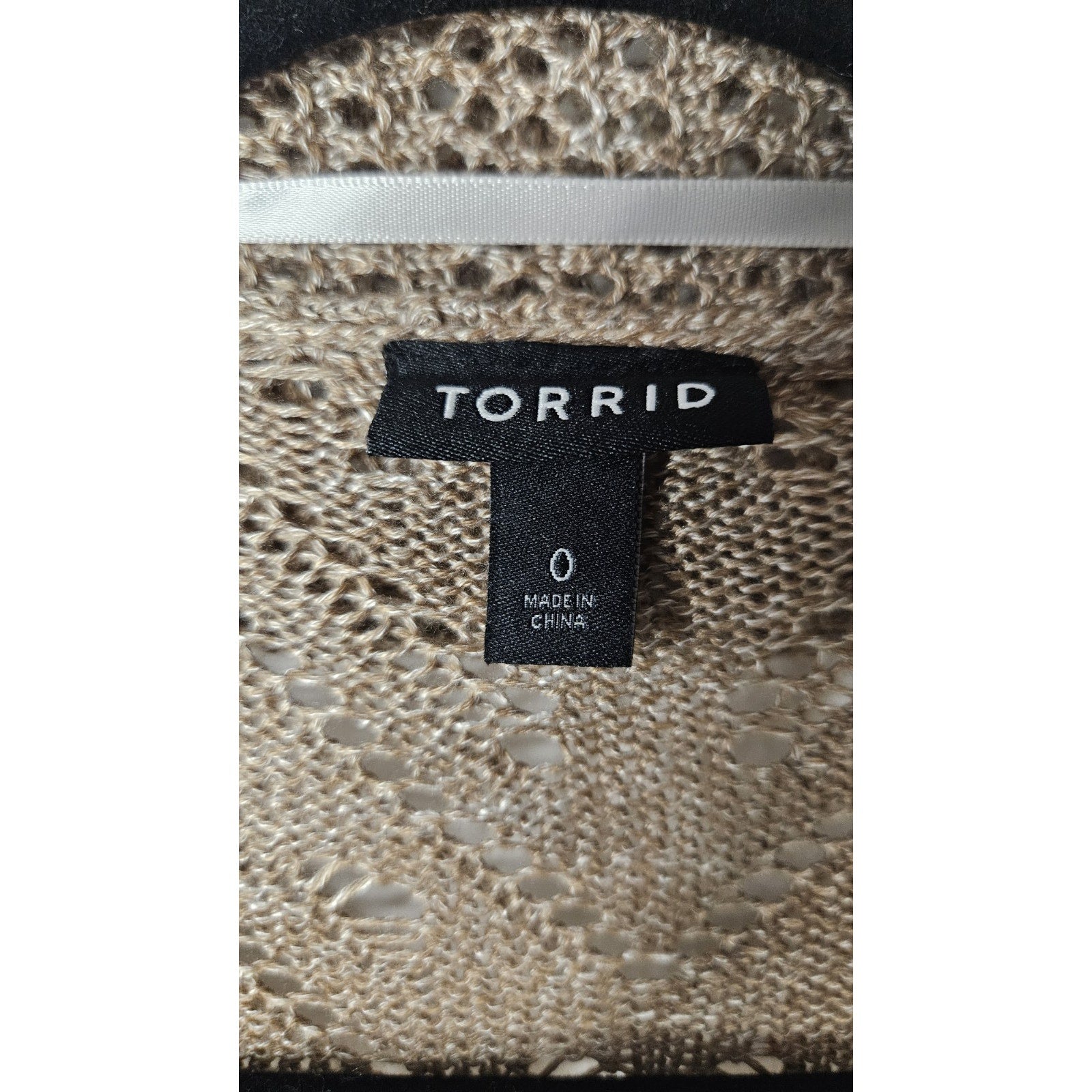 Torrid Long Open Stitch Open Front Cardigan Size 0 Large Lightweight Beige