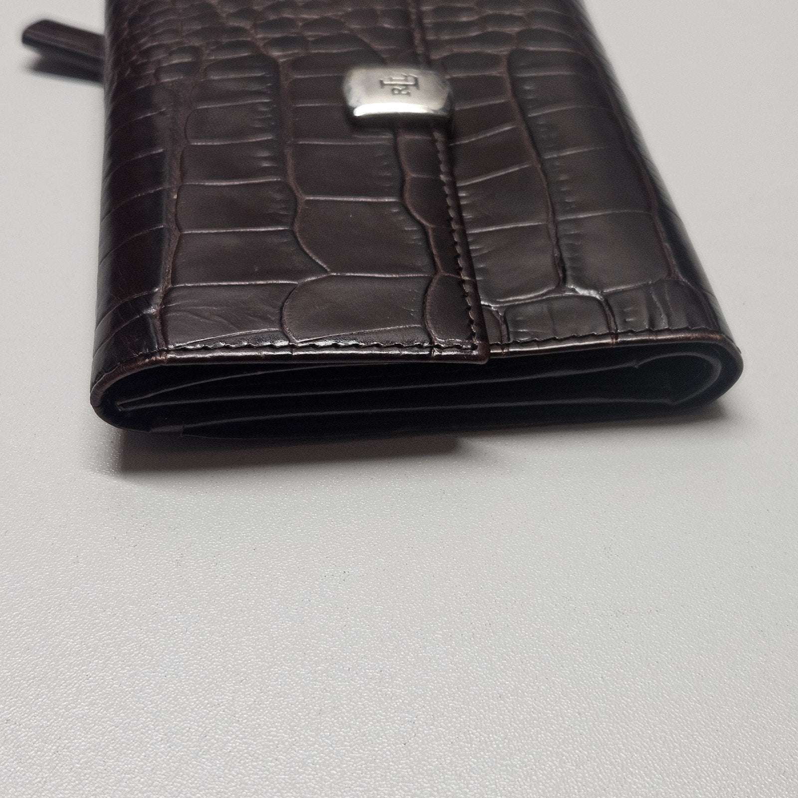 Vintage Ralph Lauren RLL Brown Embossed Croc Women's Wallet Classic Preppy