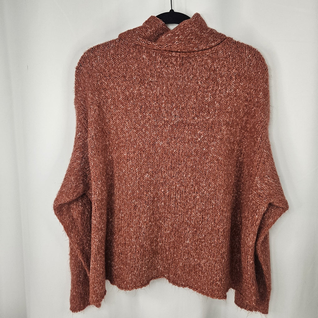 Cowl Neck Oversized Crop Sweater Kori Size M/L Scarlet Flame, Burnt Orange
