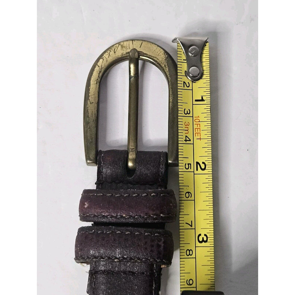 Perry Ellis Texture Italian Cowhide Leather Gold Buckle Belt Large 37" Burgundy