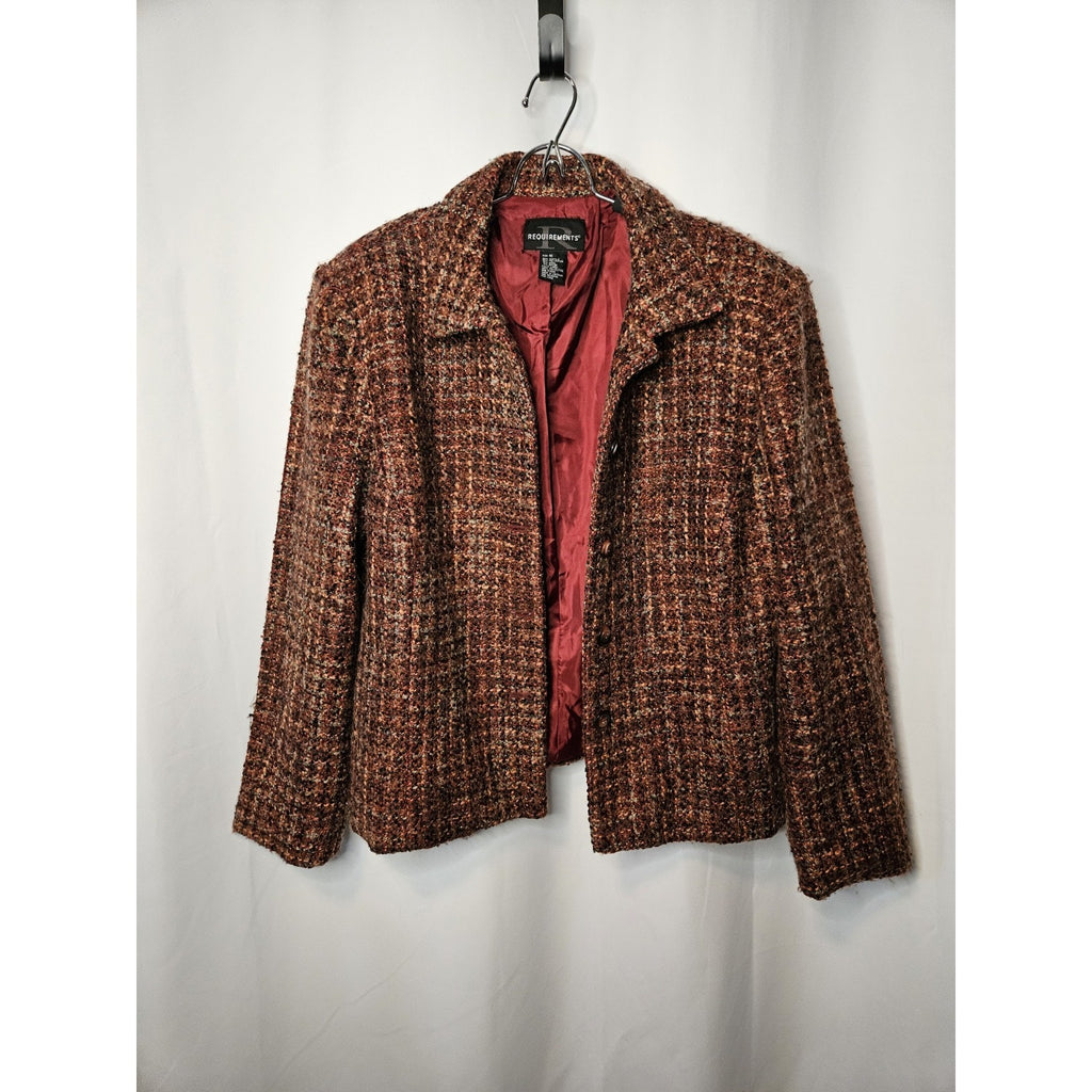 Vintage 80s Requirements Burgundy Tweed Academia Lightweight Blazer Jacket 16
