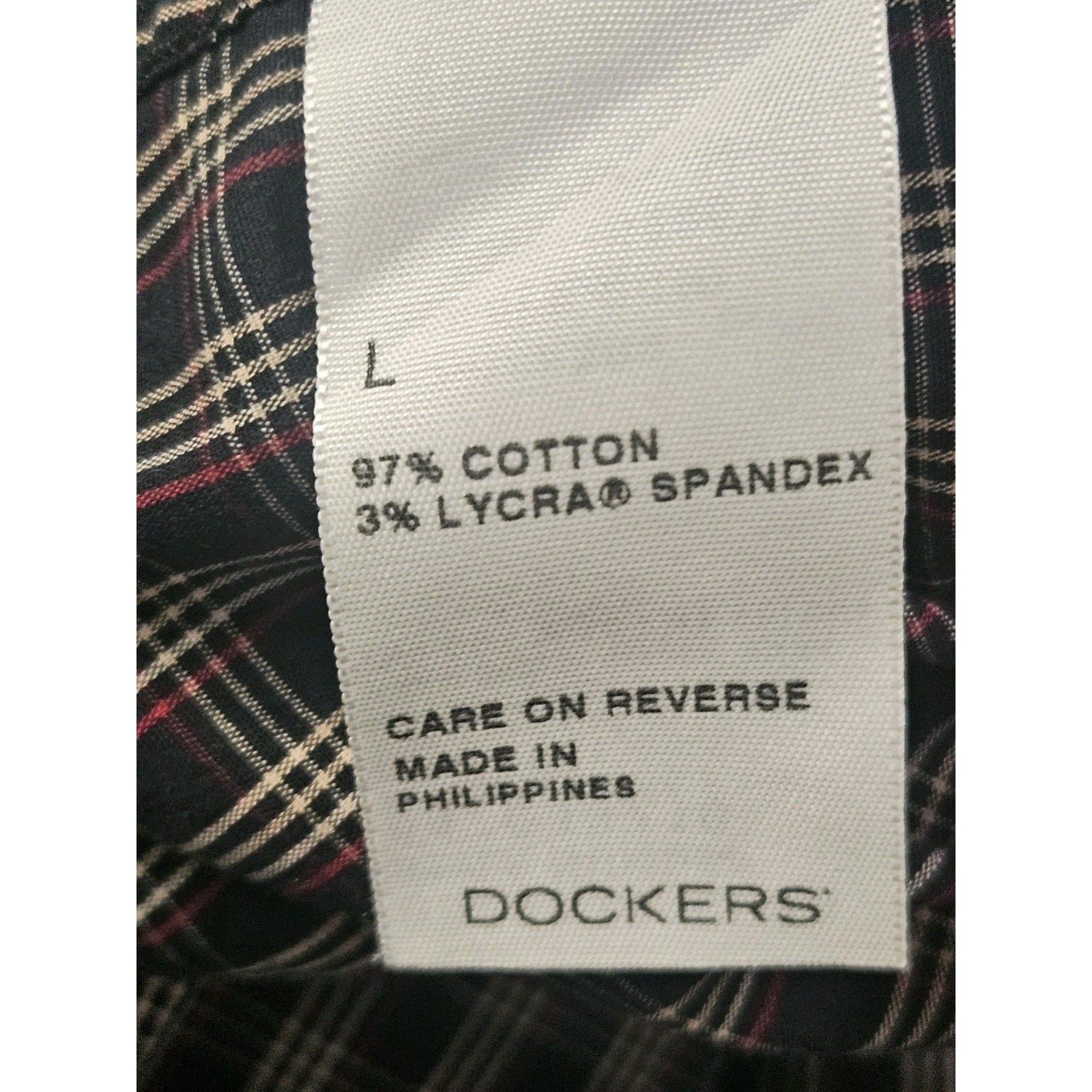 Dockers Premium Plaid Blue/White/Black Long Sleeve Button Up Shirt Large 16/16.5
