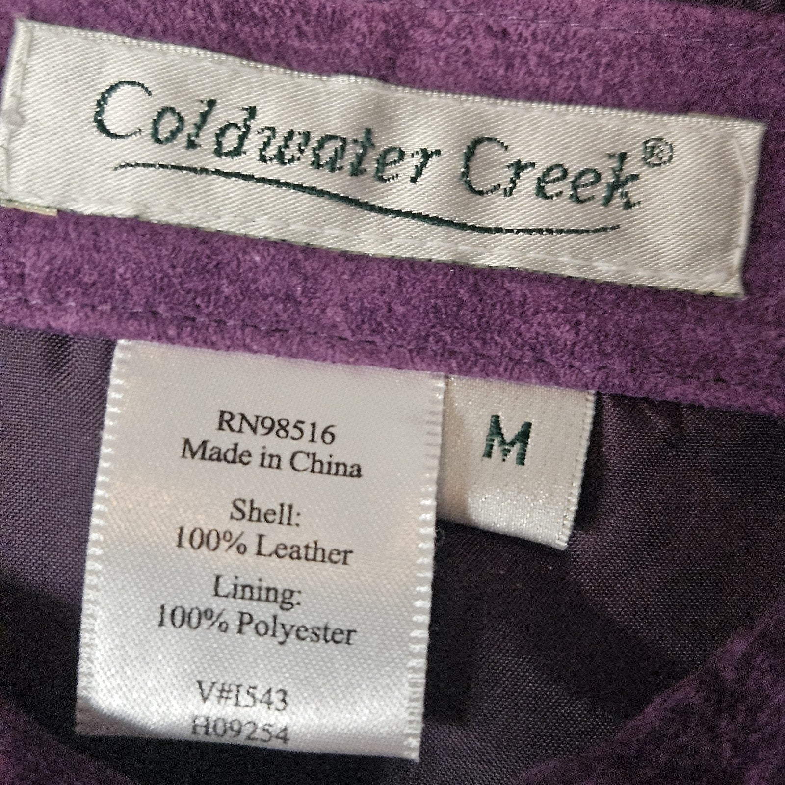 Coldwater Creek Vintage Y2K Purple Crinkle Suede Leather Jacket Medium Relaxed