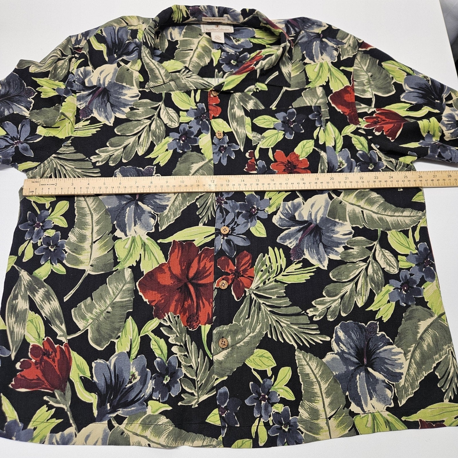 Vtg Paradise Collection Hawaiian Shirt Men 2XL 100% Silk Colorful Floral Travel
