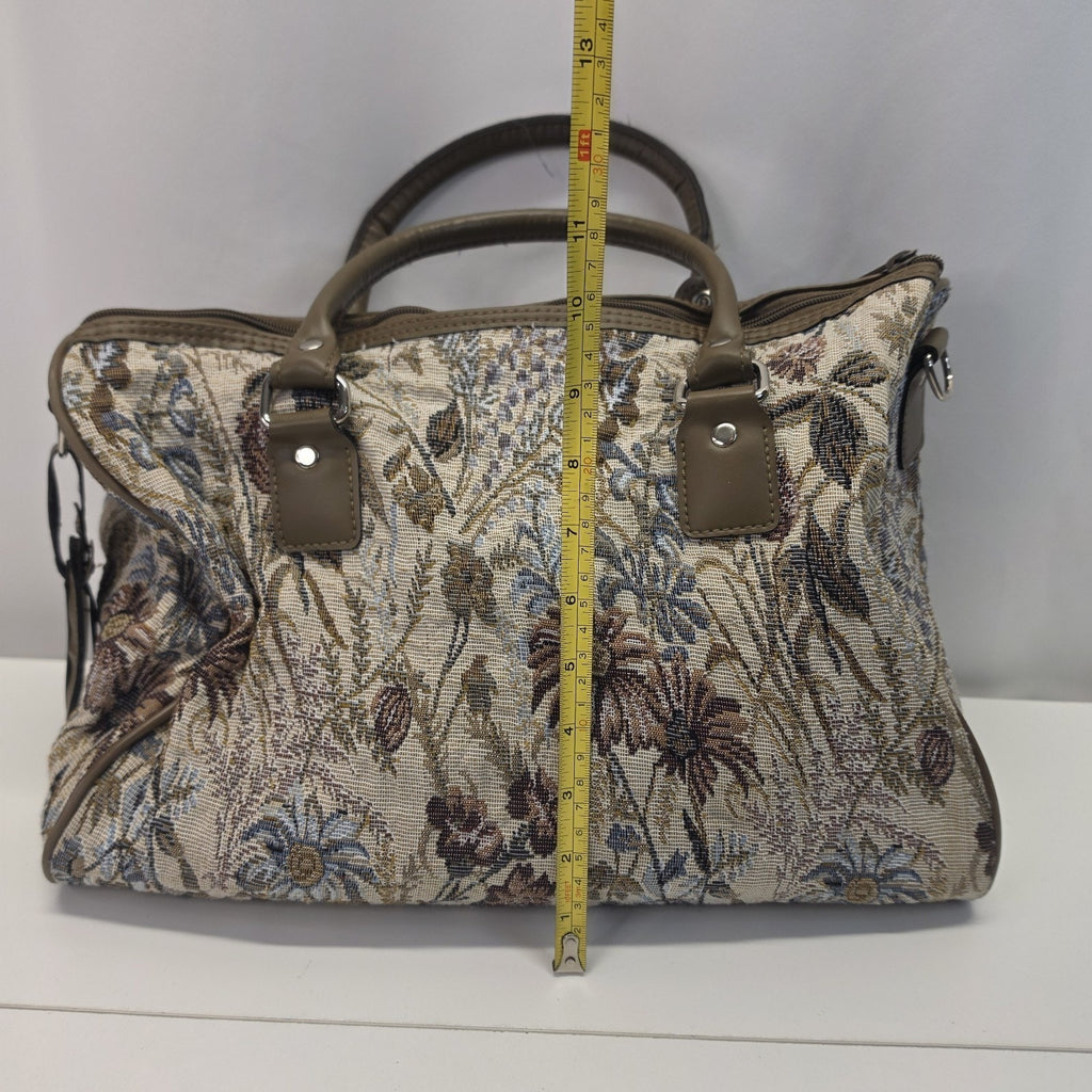 Vintage 90s Jordache Floral Tapestry Zip Shoulder Strap Duffel Travel Bag 14"