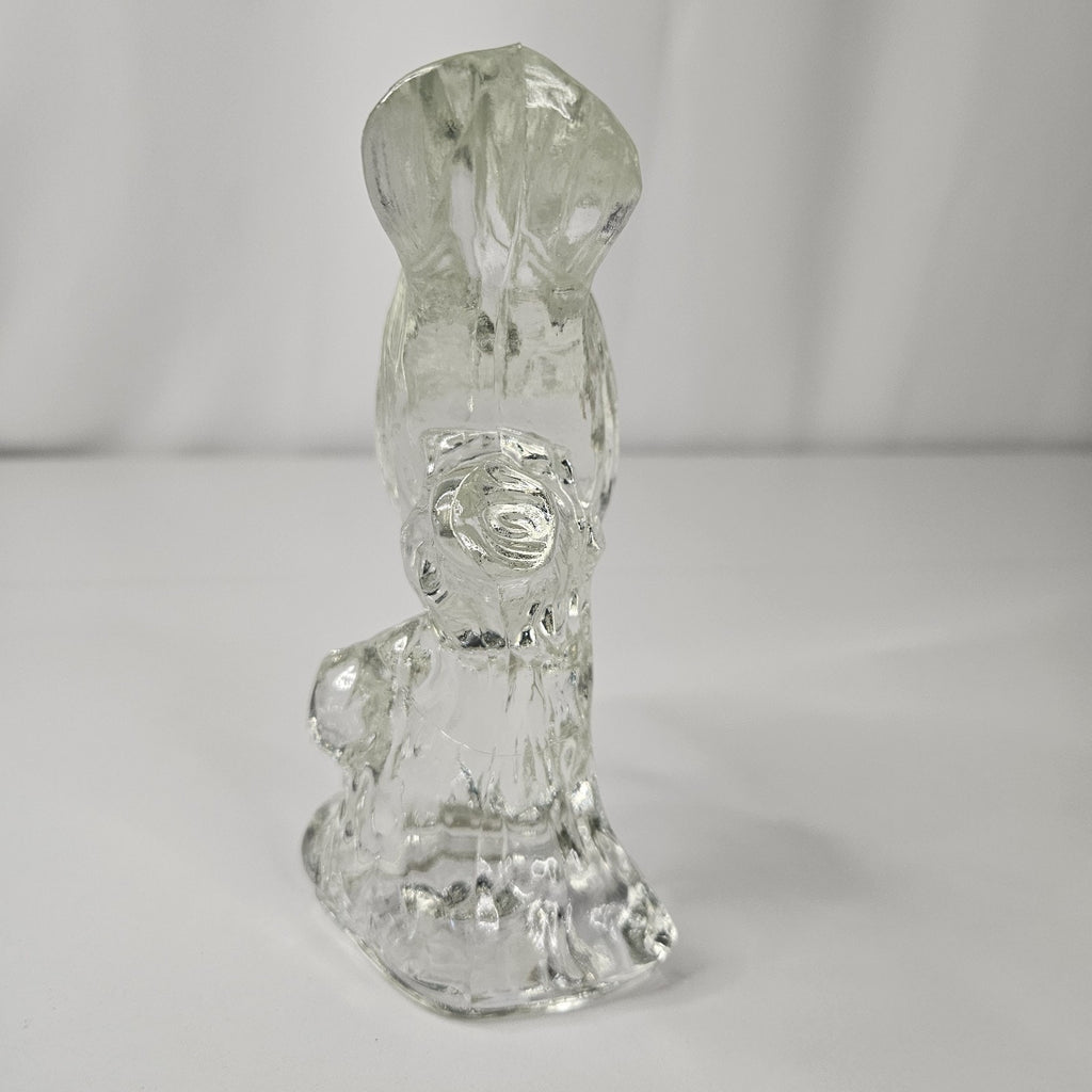 Vintage Haley Crystal Clear Glass Bird on Branch Figurine Paperweight Robin