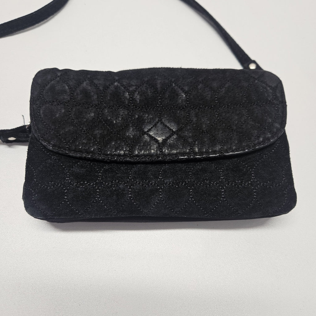 Vintage Wilsons Leather Maxima Black Suede Crossbody Quilted 90s Y2K Goth Grunge