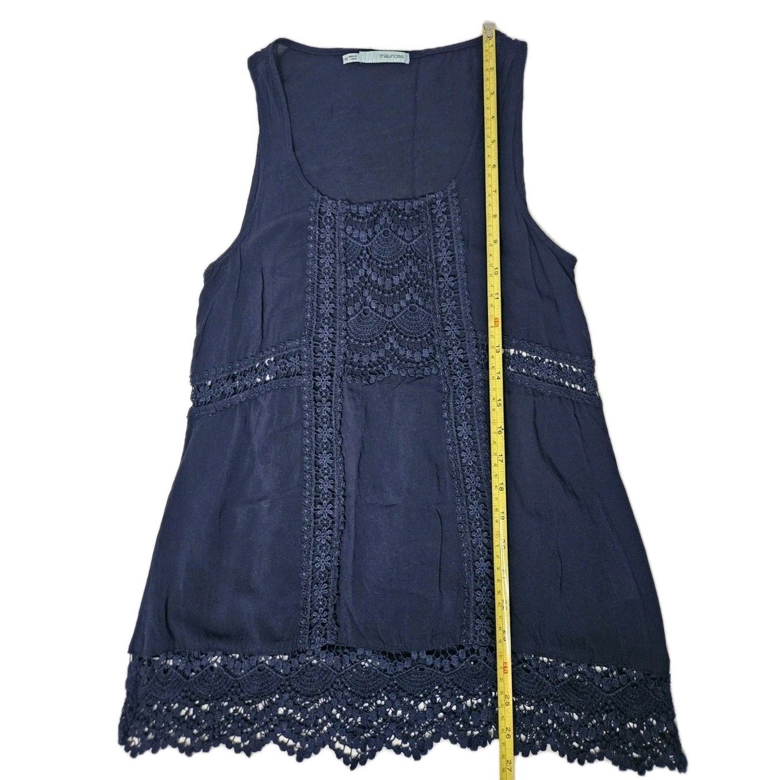 Navy Blue Tank Top Women's Size XS Front Lace Detail Shirt Maurice's