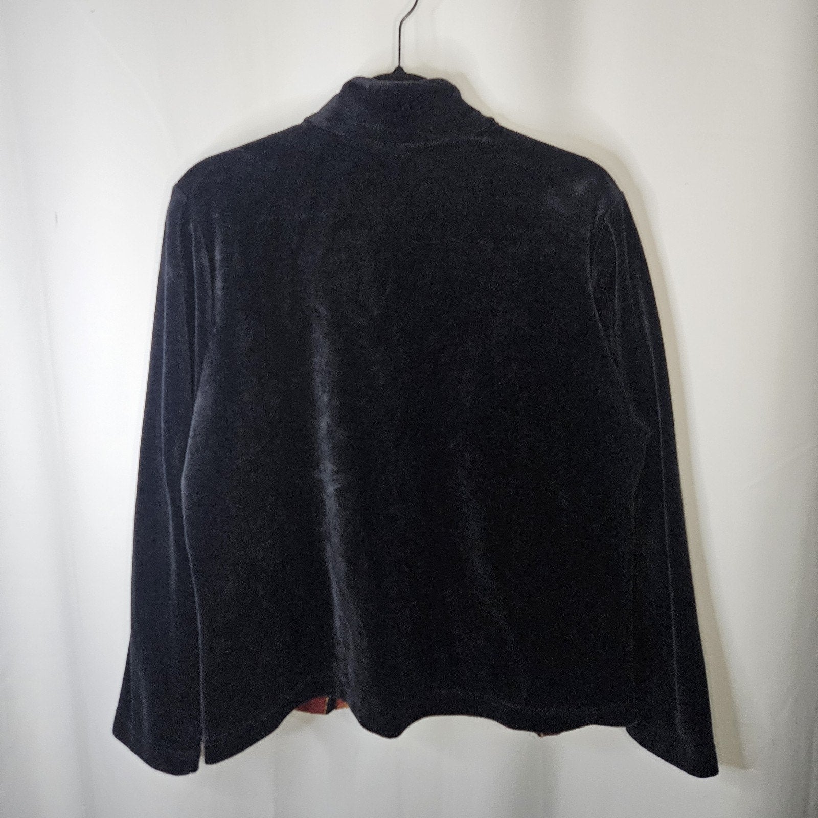 Coldwater Creek Retro Sz 1X Velvet Red Abstract Emboridered Zipper Front Jacket