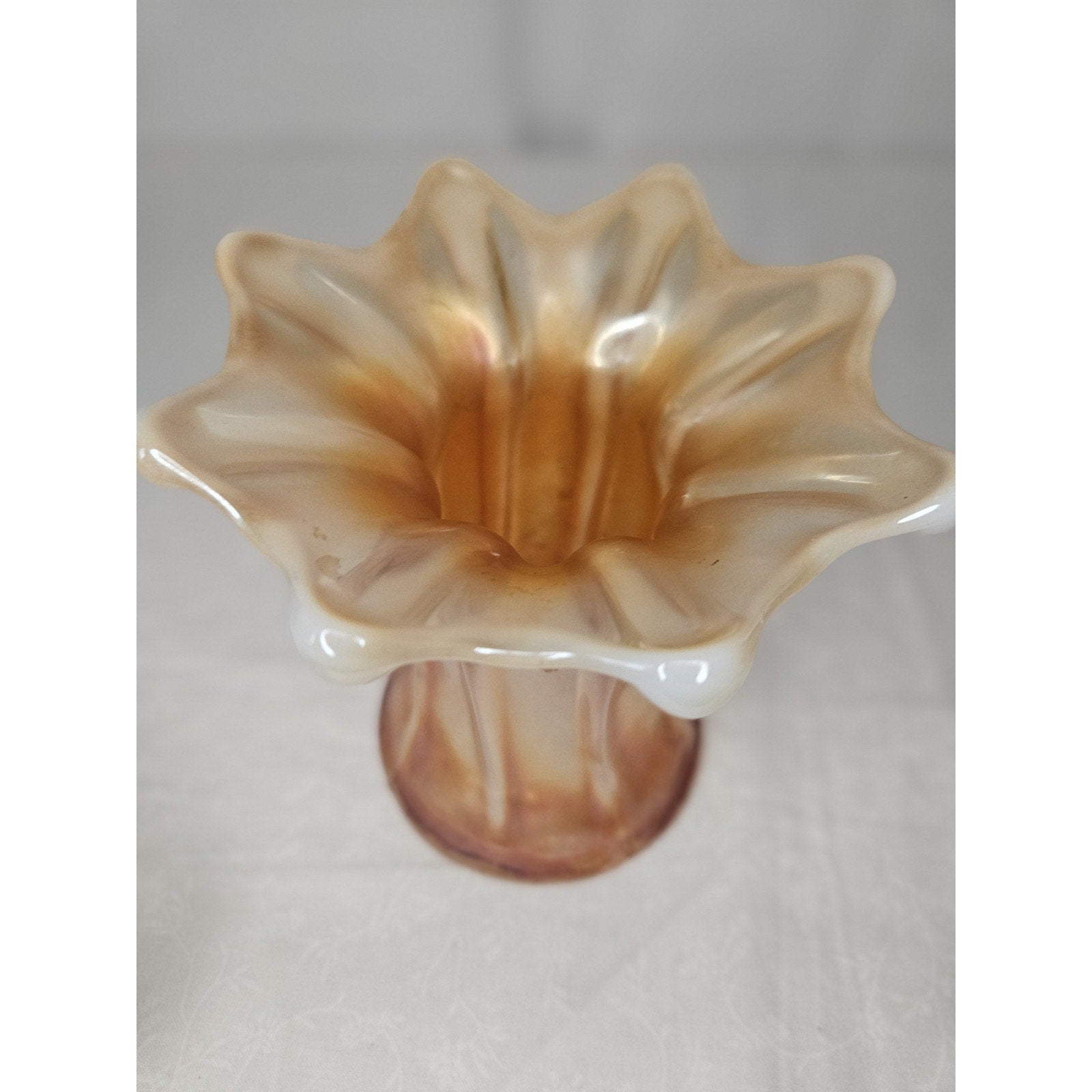 Antique Dugan Ladies Spitoon Wide Rib Autumn Orange Opal. Carnival Glass 5.25"