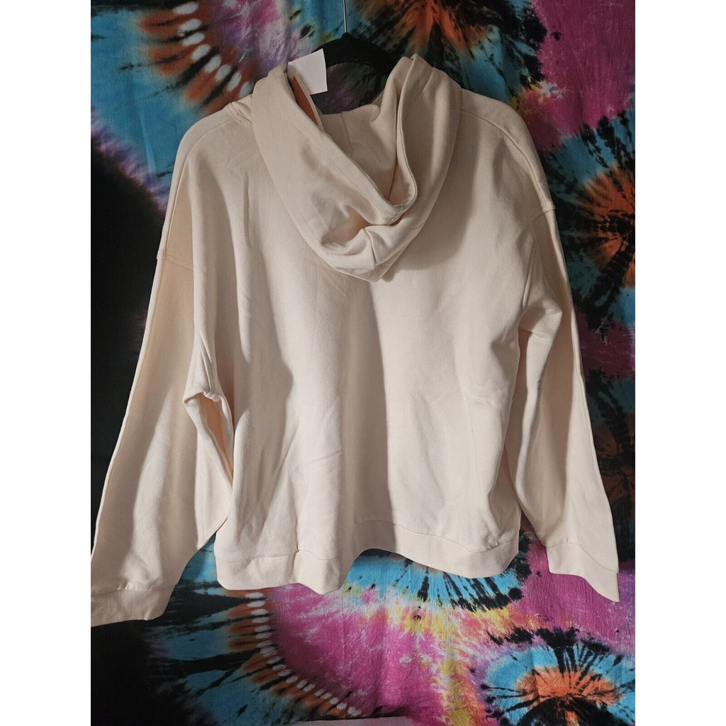 Timberland Cropped Hoodie Women's XL Oversized Fit Cream W White