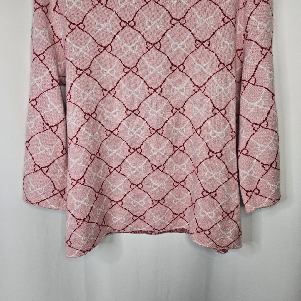 Shop The Mint Just A Feeling Pink Bow Print Mock Neck Sweater Large