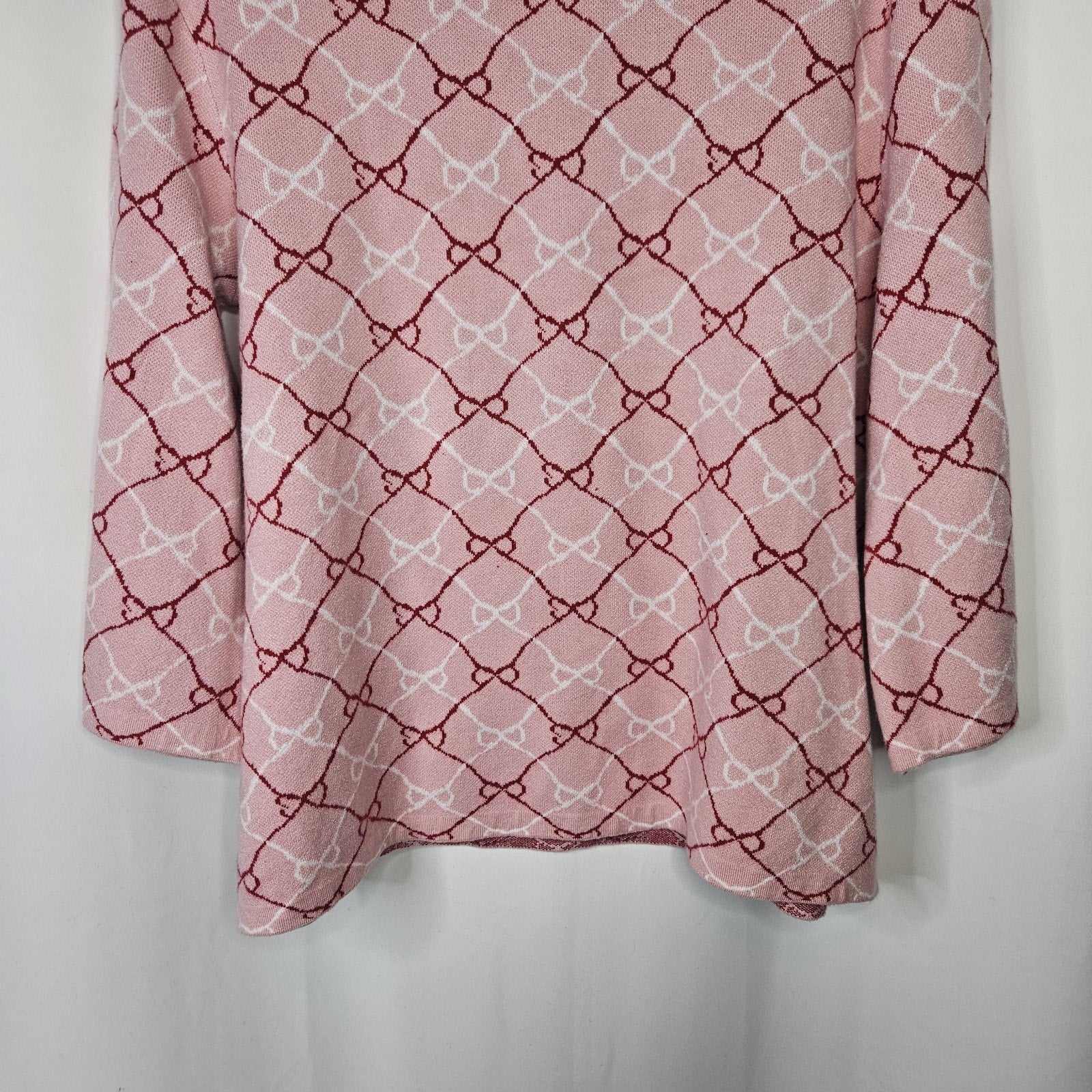 Shop The Mint Just A Feeling Pink Bow Print Mock Neck Sweater Large