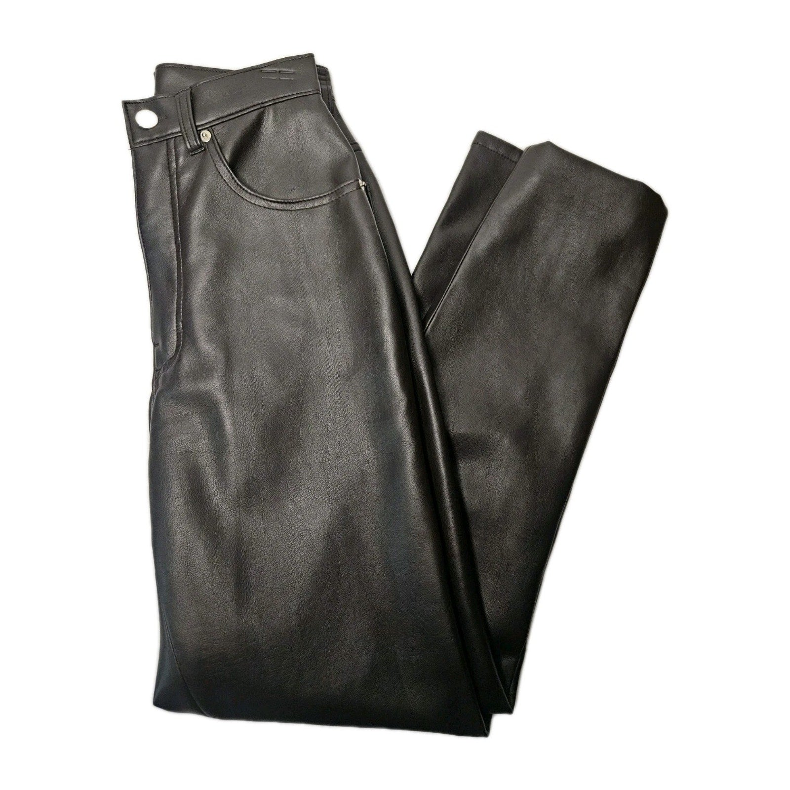 BB Dakota Vintage 90's Junior's Brown Faux Leather High Waist Pants Size 3/4