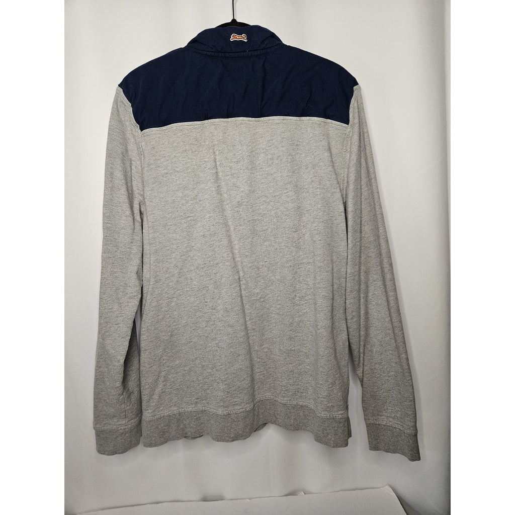 Vintage Le Tigre Sweater Mens Large Gray Navy Quarter Zip Mock Neck Pullover 90s