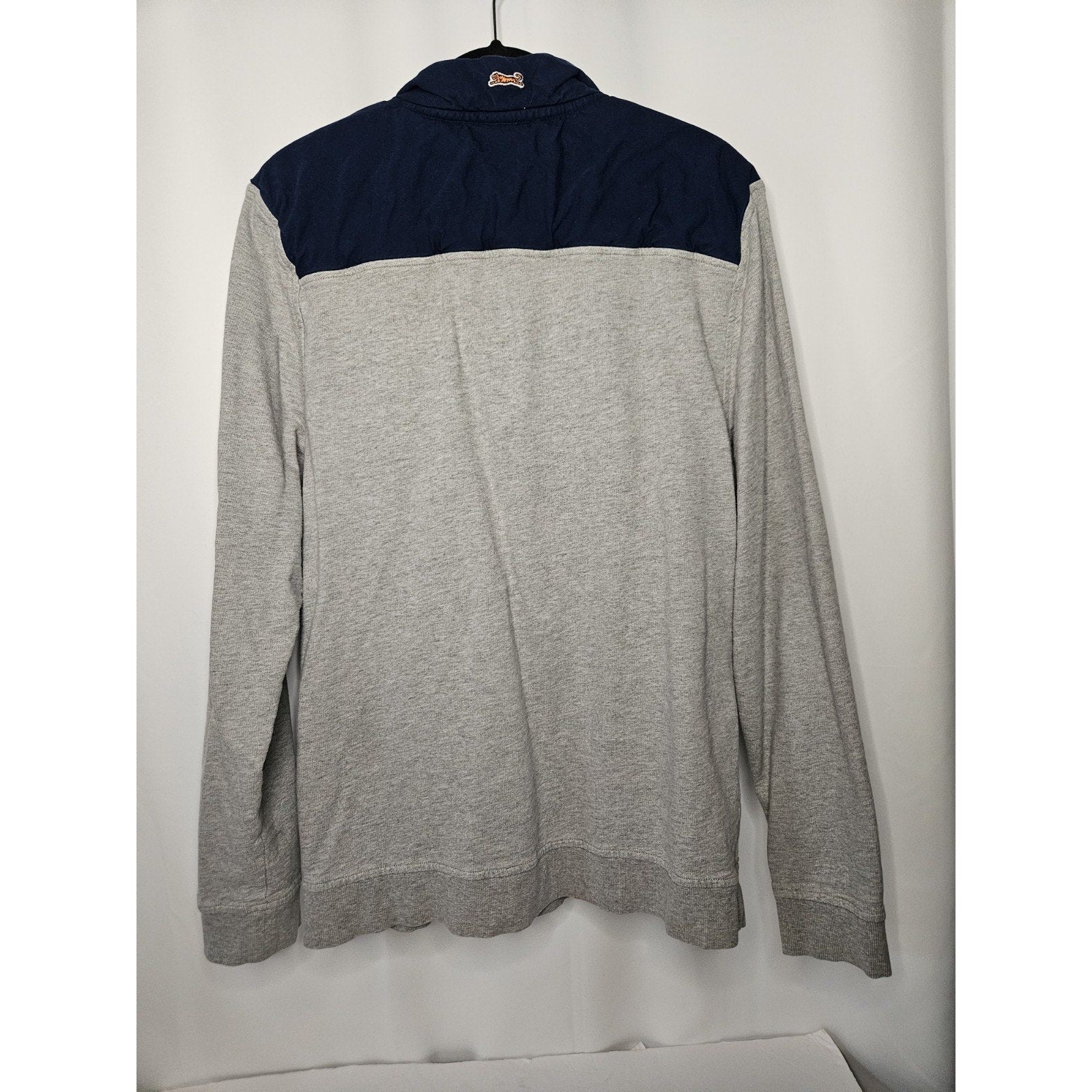 Vintage Le Tigre Sweater Mens Large Gray Navy Quarter Zip Mock Neck Pullover 90s