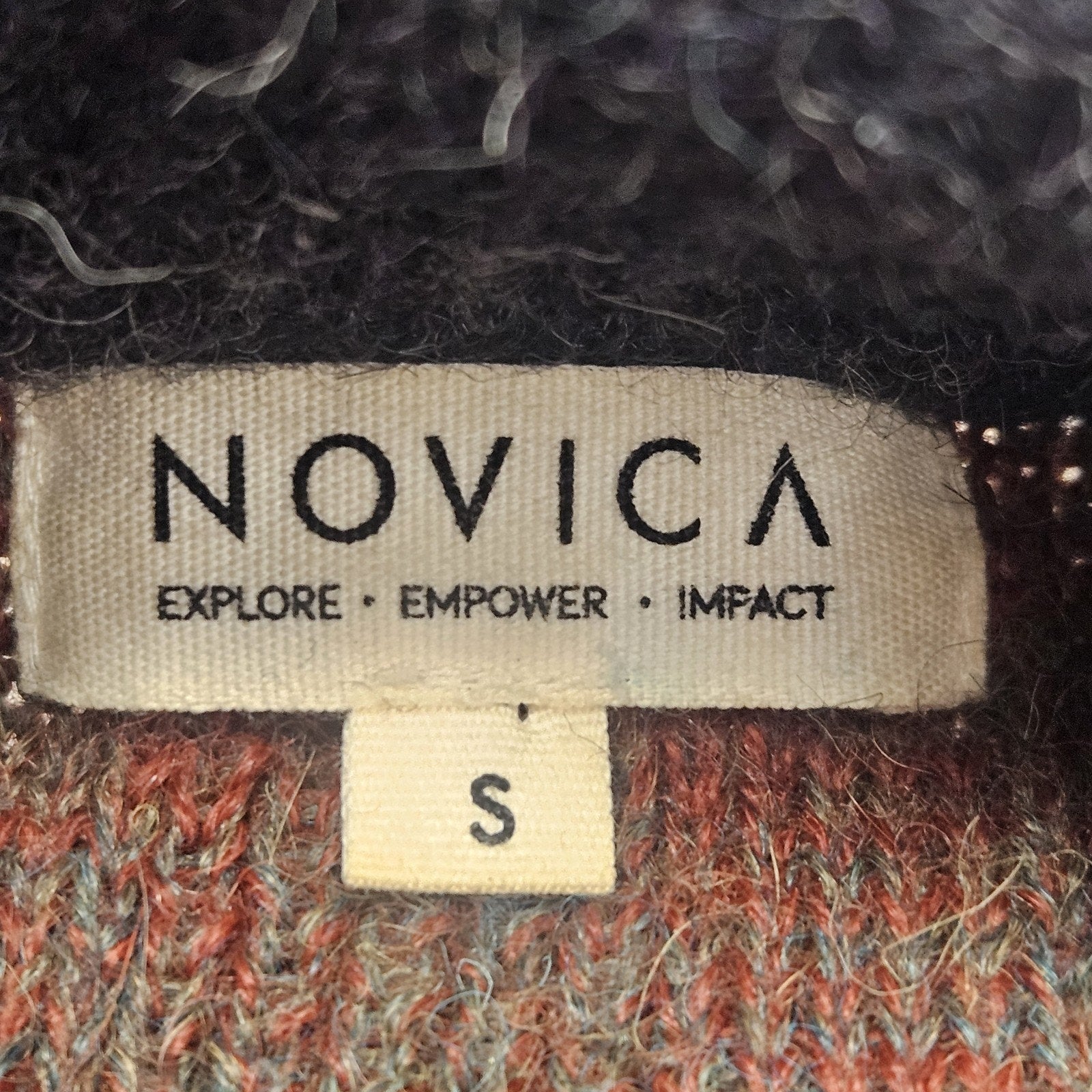 Novica 100% Alpaca Women's Quarter Zip Knit Sweater Peru Small Boho Striped