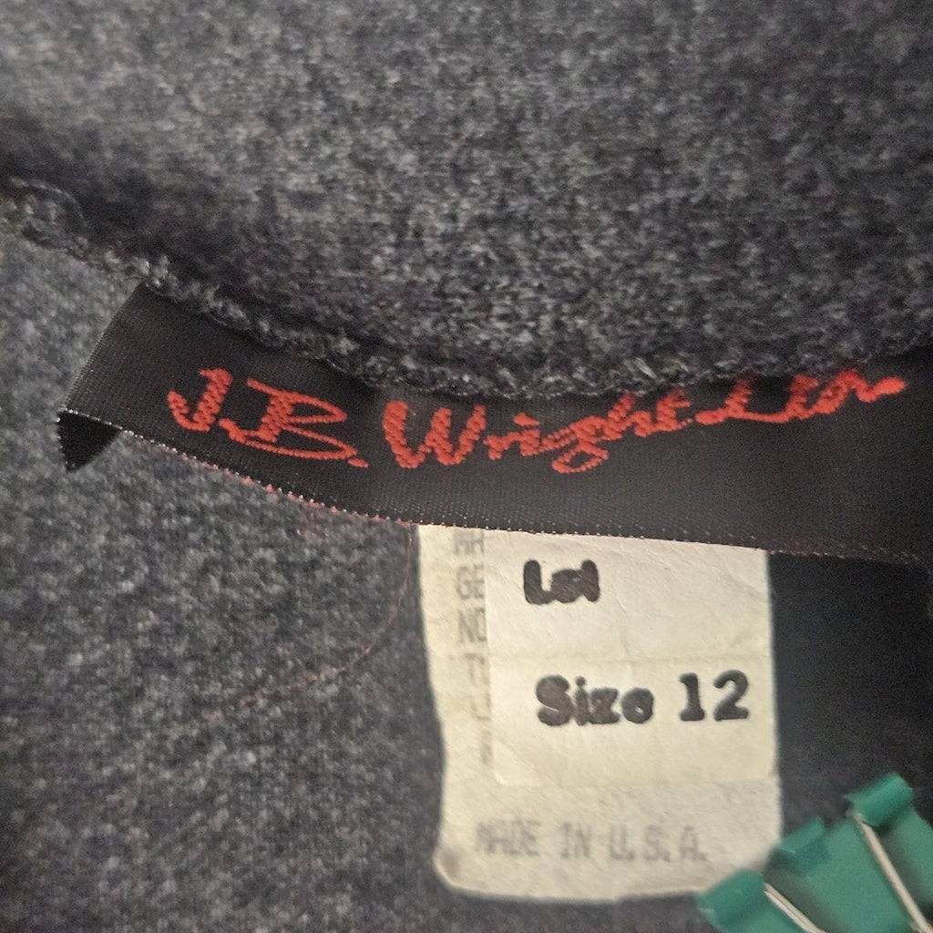 Vtg 80s J.B Wright Womens Open Front Textured Knit Cardigan 12 Lg Charcoal Gray