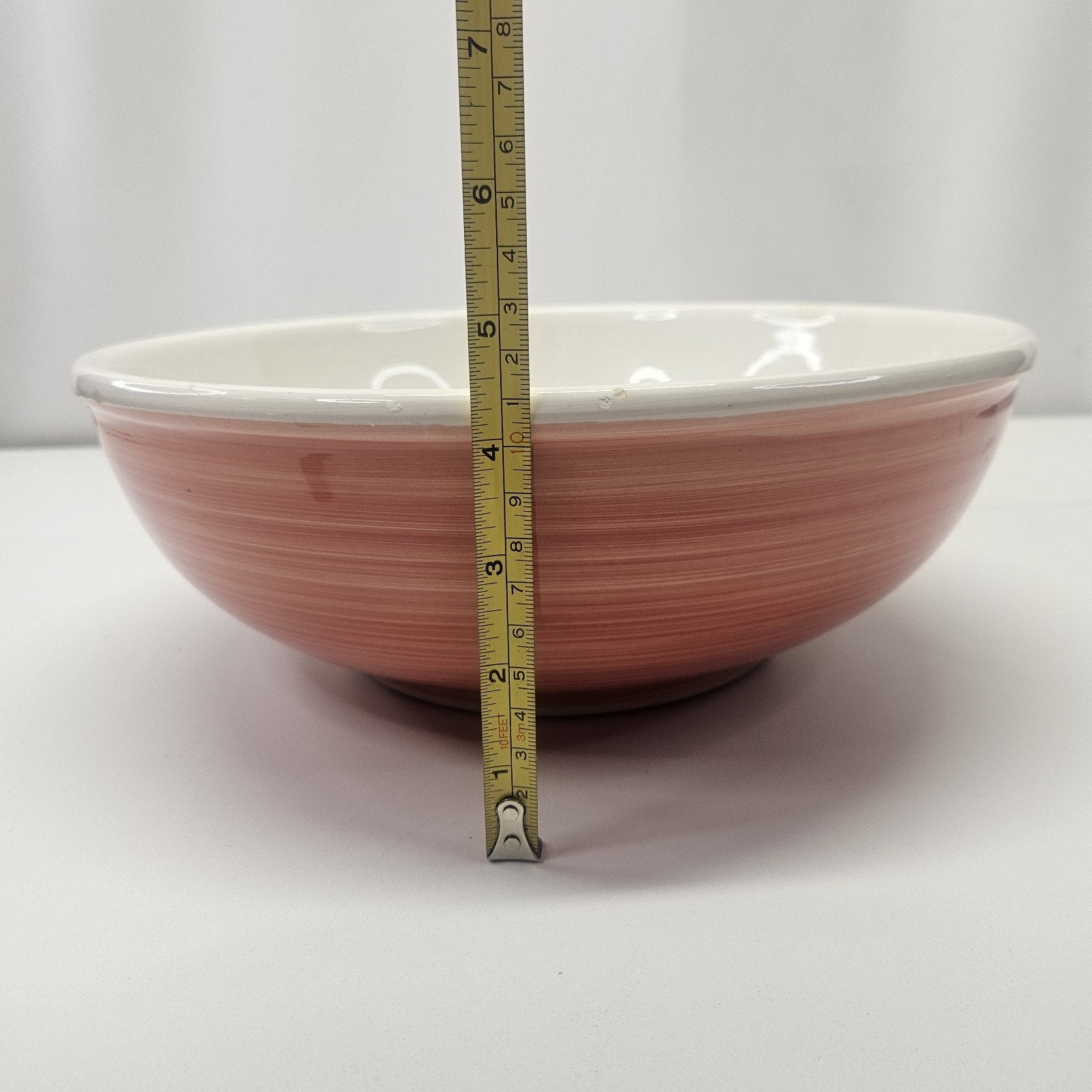 Vintage Italian Furio 12" Pink Ceramic Serving Bowl Decorative Cottage Country