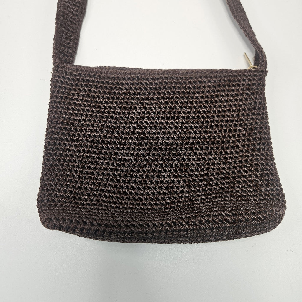 The Sak Chocolate Brown Crochet Shoulder Bag Zip Top Zip Pockets Boho Y2K Small