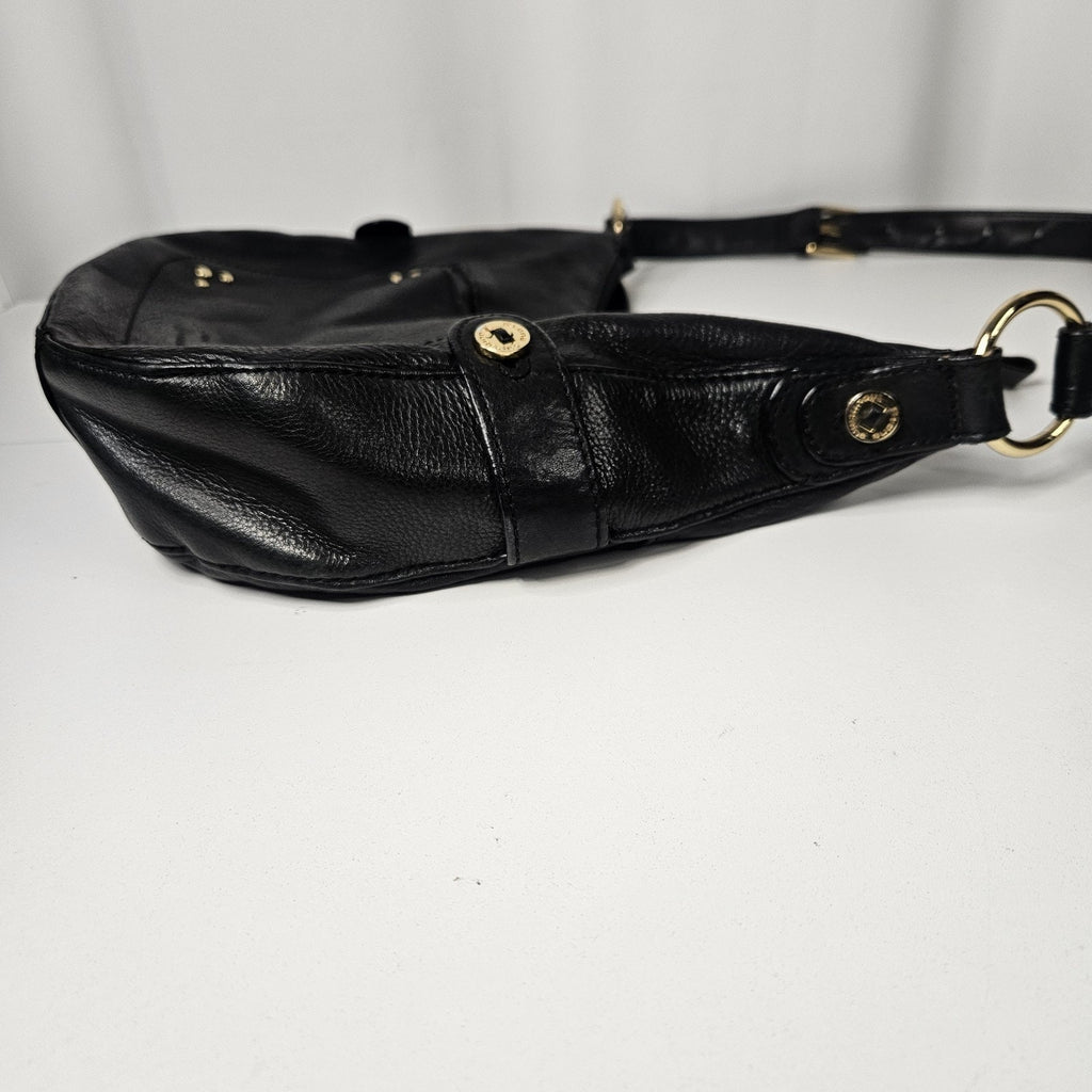 Stone Mountain Claudette Satchel Black Leather Shoulder Bag Purse Hobo Bag