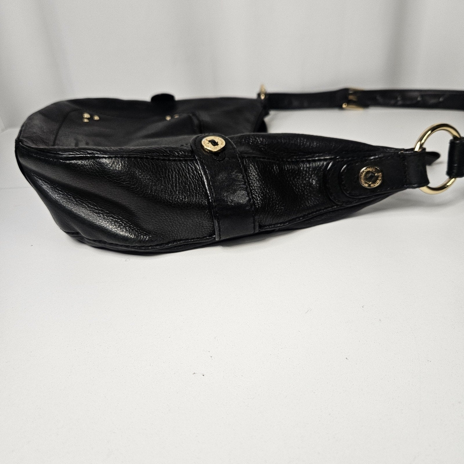 Stone Mountain Claudette Satchel Black Leather Shoulder Bag Purse Hobo Bag