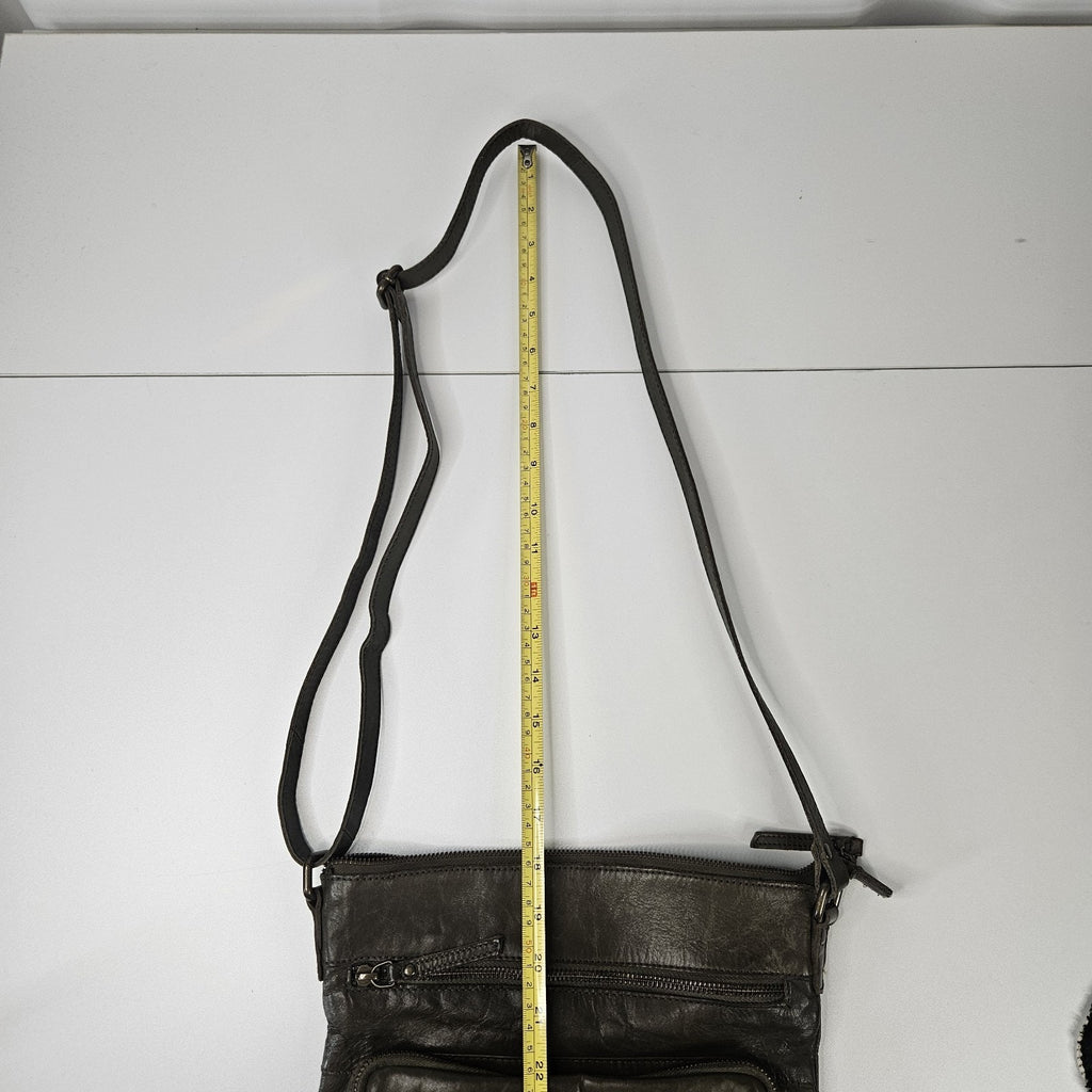 Wise Owl Genuine Leather Crossbody Handbag Purse Olive Green Boho Western