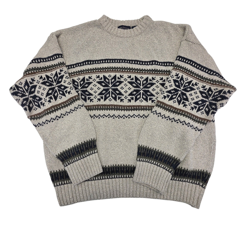 Vintage Van Heusen Sweater Mens XL Pullover Crew Neck Fair Isle Holiday Ski