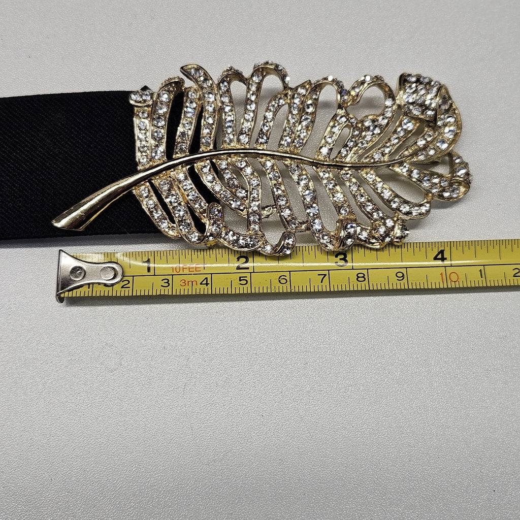 BCBG MAXAZRIA Womens Rhinestone Leaf Stretch Ajustable Waist Belt Size Small