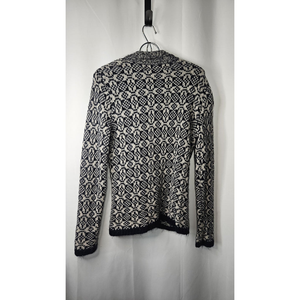 Banana Republic Navy & White Fair Isle Alpaca Blend Cardigan Sweater Size Small