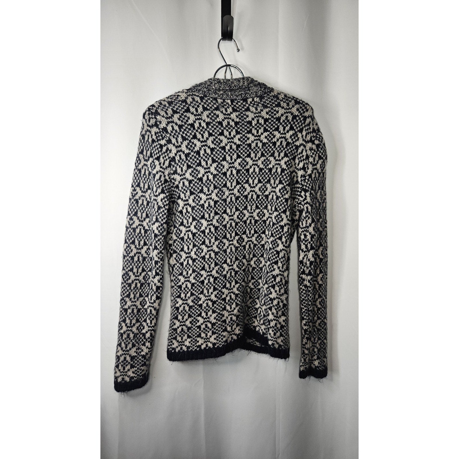Banana Republic Navy & White Fair Isle Alpaca Blend Cardigan Sweater Size Small