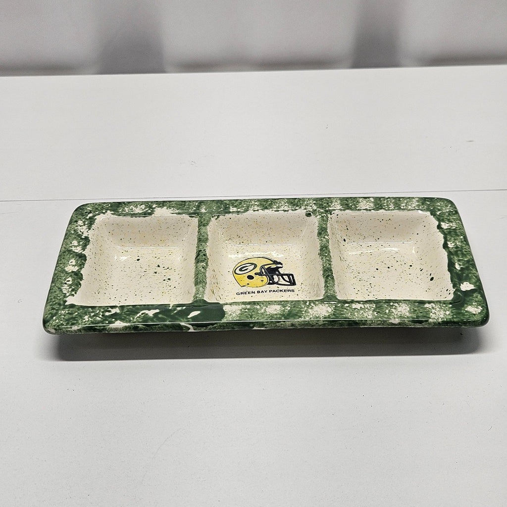 Handmade Pottery Gameday Relish Tray Green Bay Packers Serving Platter