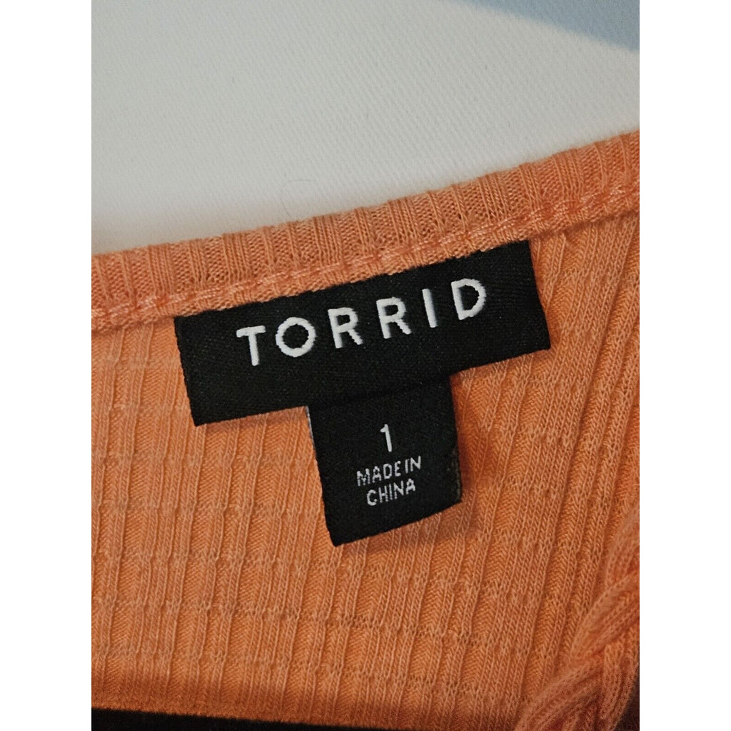 Torrid Knit Macramé High Neck Tank Top Coral Plus Size 1 1X 14/16 Lightweight
