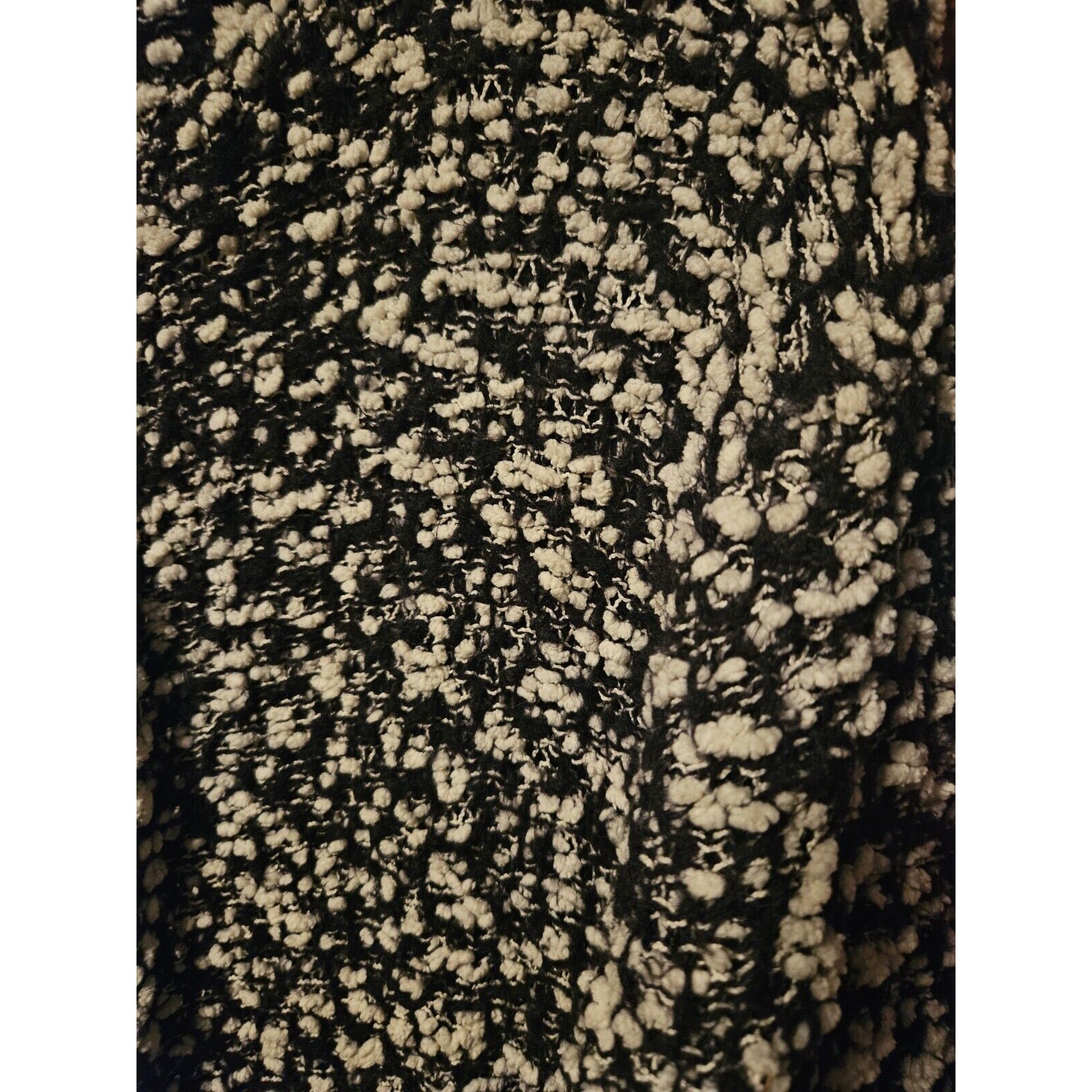 Poof New York Open Sweater Black & White Toothbrush Nylon Feather Size XL