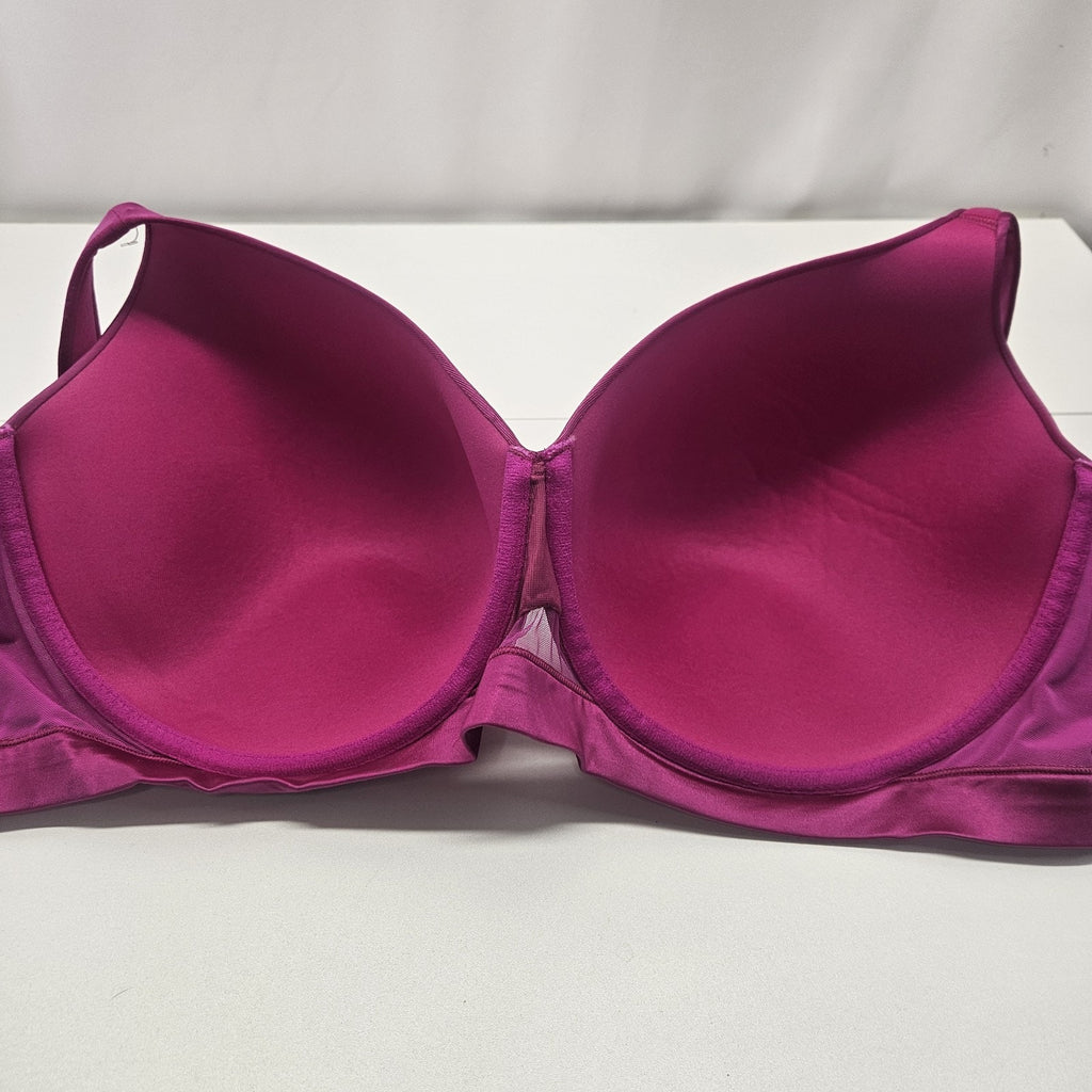 CACIQUE Magenta Pink Satin Bra Size 44H Full Coverage T Shirt Bra Everyday