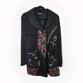 Liquid By Sioni Black Knit Wearable Art Wool Mohair Sweater Cardigan Boho Medium