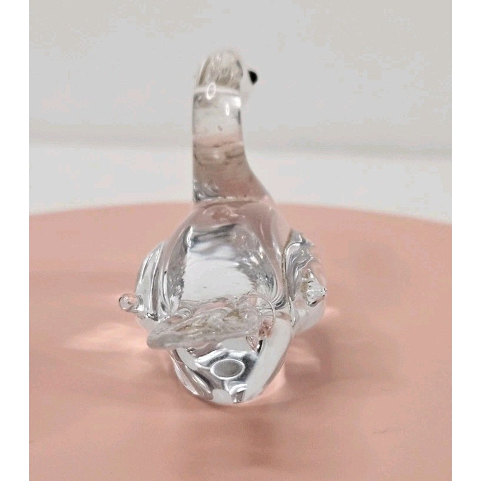 Vintage Mini Bird SWAN Shaped Crystal Glass Figurine Mid-Century Glass Art