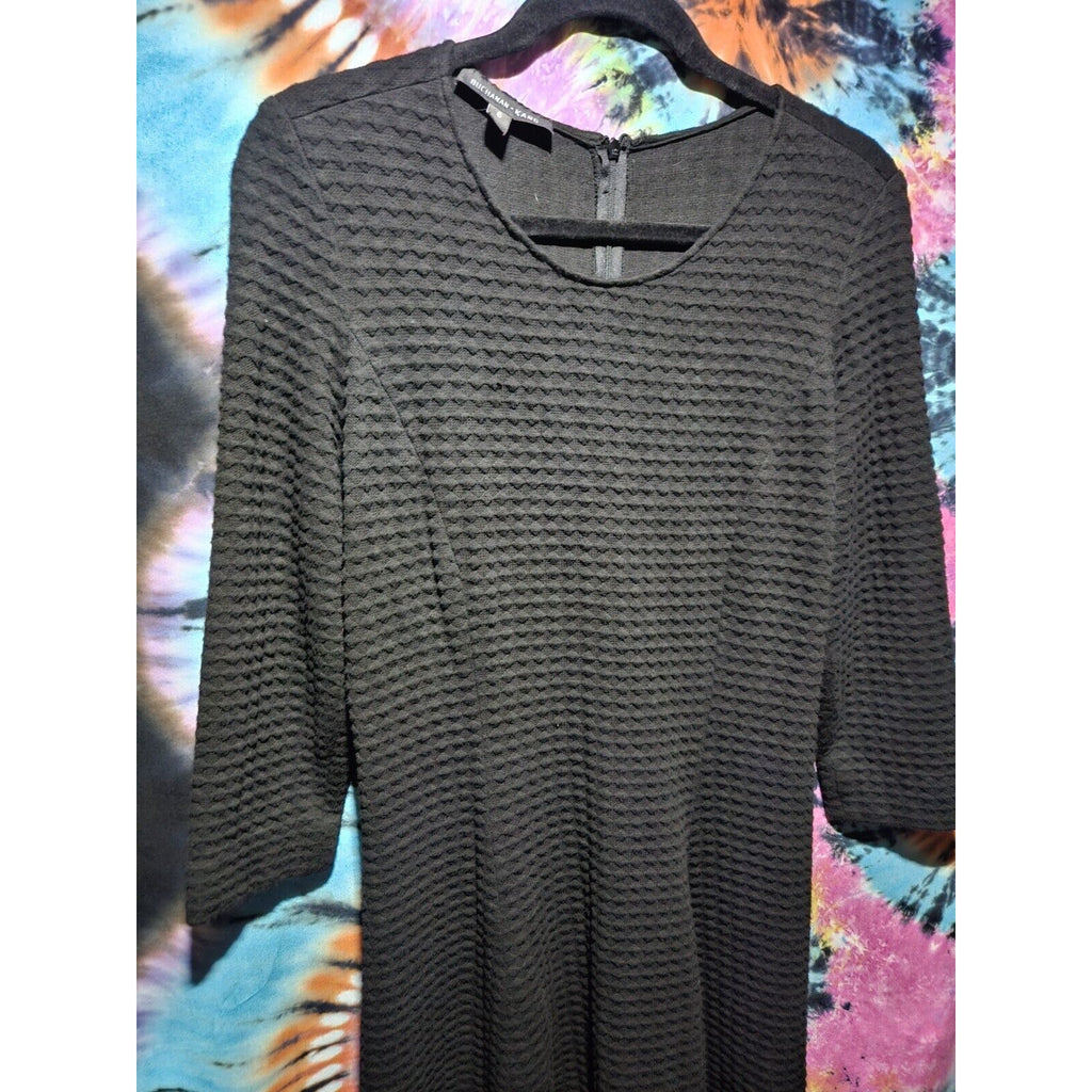 Buchanan Kane Dress Fit & Flare Black Textured Mid Dress Women's Size 6 Stretch