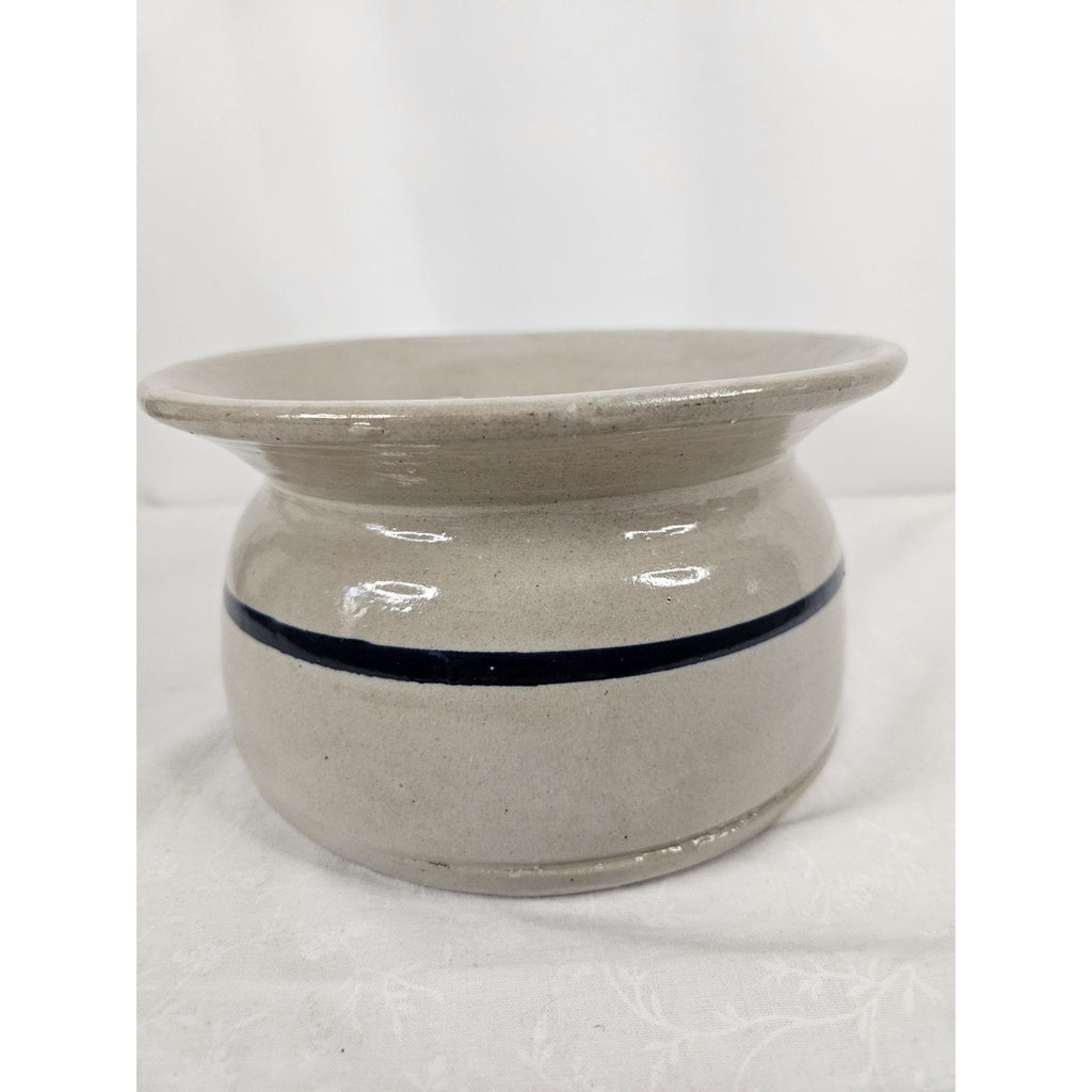 Antique Old Pottery Blue Band Crock Stoneware Spittoon Vintage Salt Glaze